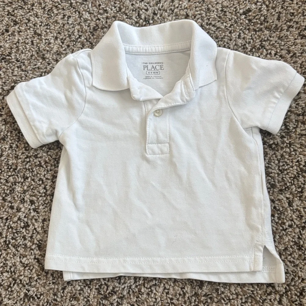 The Children's Place Infant White Short Sleeve Polo Top 6-9 Months